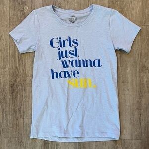 J. Crew Girls Just Want To Have Sun Tee Shirt Blue XXS